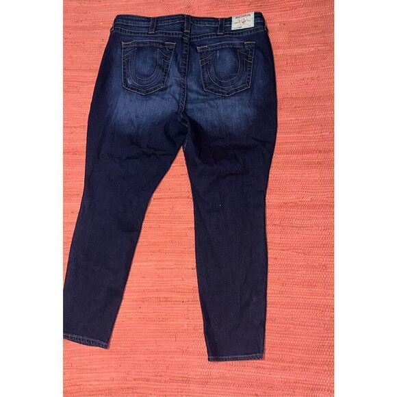 Vintage style True Religion Blue Veins Sequin Curvy Skinny Jeans Womens Size 40 - Picture 7 of 10